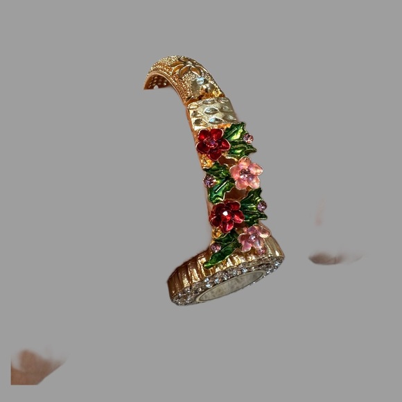 Strada Gold Floral Women's Watch with Crystal Accents - Picture 2 of 5